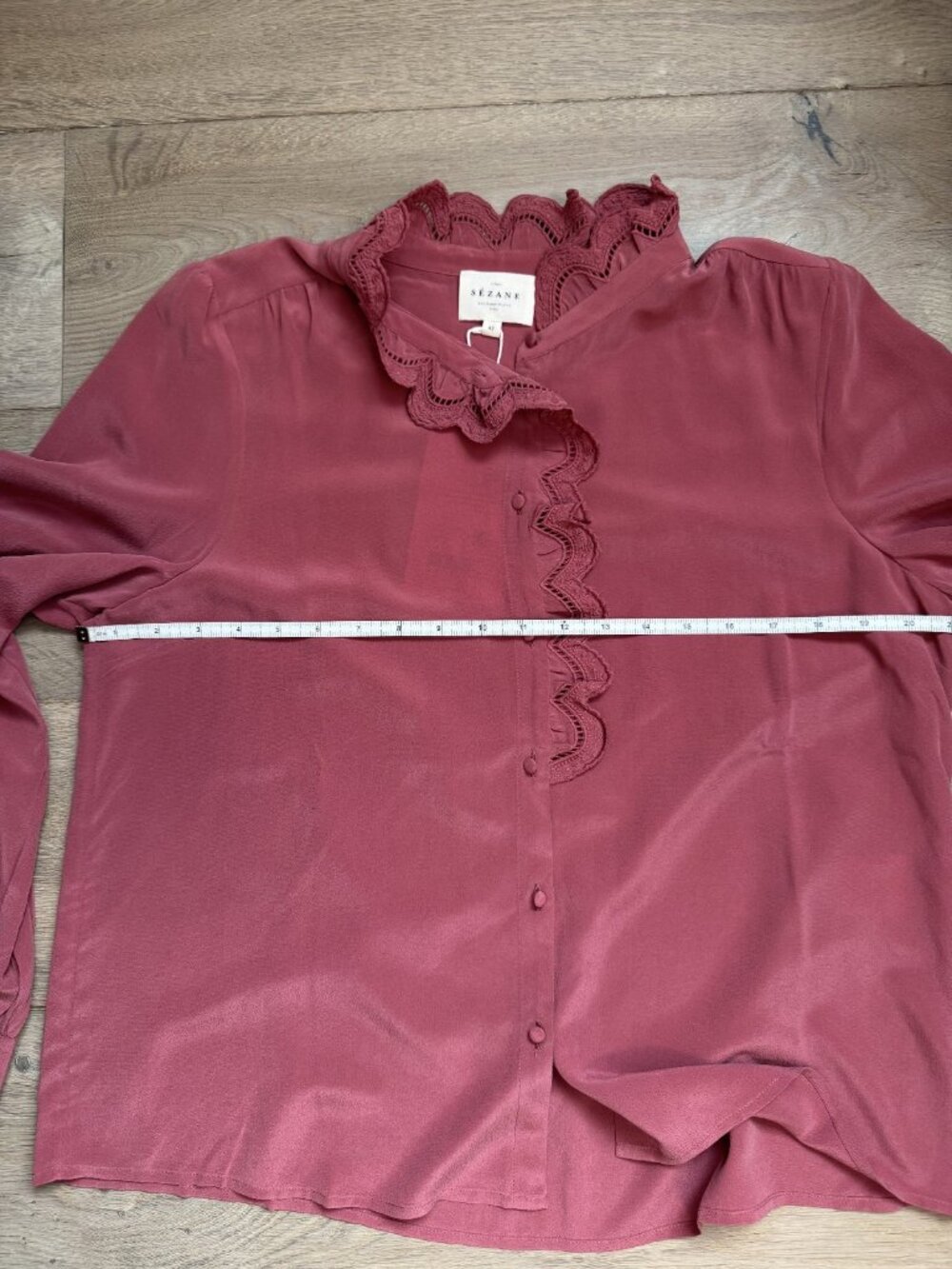 NWT SEZANE Chloe Silk Blouse Chemise Top Womens Size M FR Size 42 US 10 Rose - Picture 10 of 10